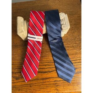 IZOD Mens Red Stripe Tie Croft & Barrow Mens Navy Stripe Silk Tie Necktie Set